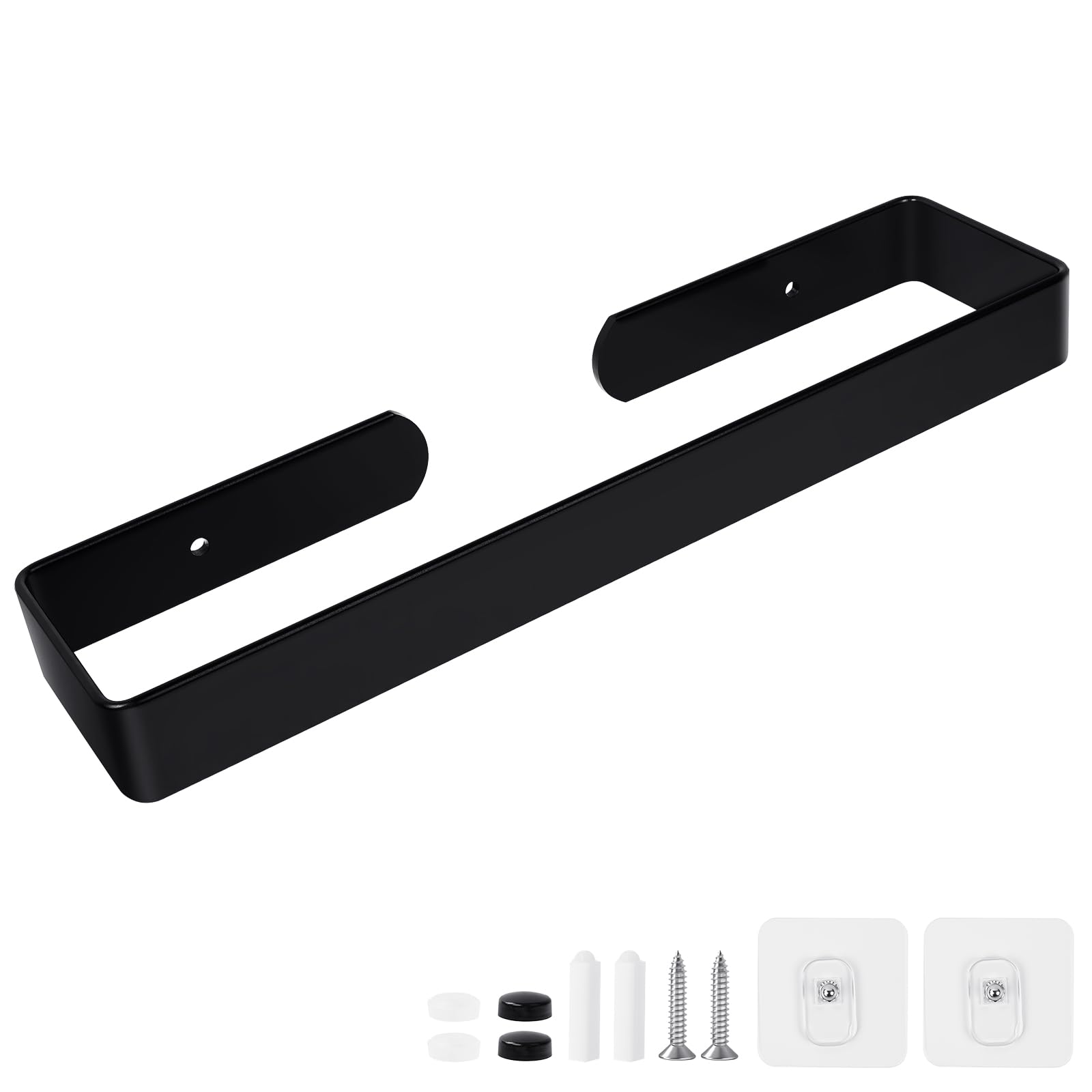 Portasciugamani Bagno Nero, Impermeabile, Antiruggine, Resistente all'Olio, Bagno Portasciugamani 30CM in Alluminio con Materiali di Installazione Inclusi, 2 Metodi di Installazione