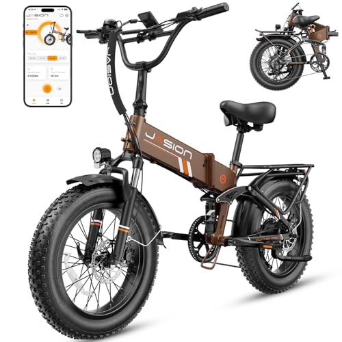 Jasion Hunter Pro Electric Bike for Adults,1800W Peak Motor 80 Miles,up to 28MPH,720WH Removable Battery Foldable Ebike,App Control & Full Suspension,20''*4.0 Fat Tire,Dual Hydraulic Brakes Bicycle