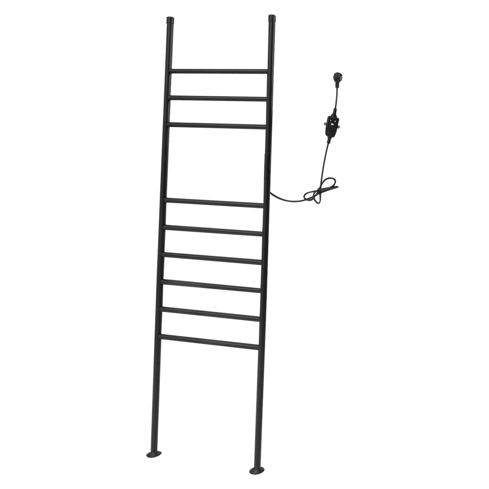Radiador de toallas eléctrico, de pie, calentador de toallas en forma de escalera con temporizador, 42,5 x 160 cm, 150 W, acero inoxidable, toallero de baño, color negro, IPX4