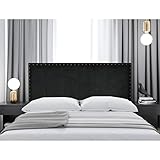 cabecero tapizado Tejido acualine Antimanchas con Tachuelas tachas (Negro, 90 * 125)