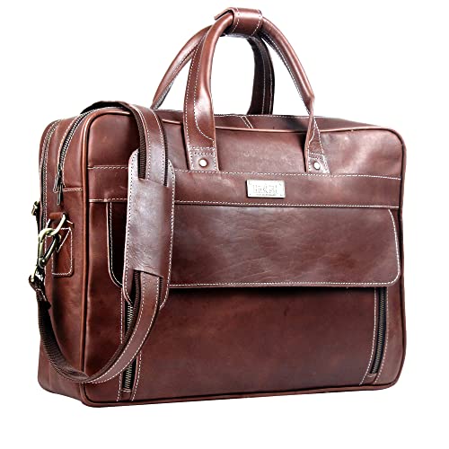 Handmade Vintage Genuine Leather Briefcase for Men 17 Inch Laptop Computer Case Business Travel Work Messenger Cross Body Shoulder Bags, Brown Leather Bag for men3