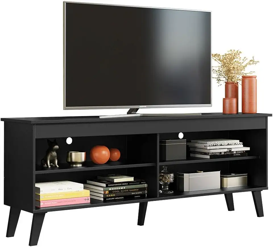 Rack para Tv até 65 Polegadas com Pés Preto Turim Madesa