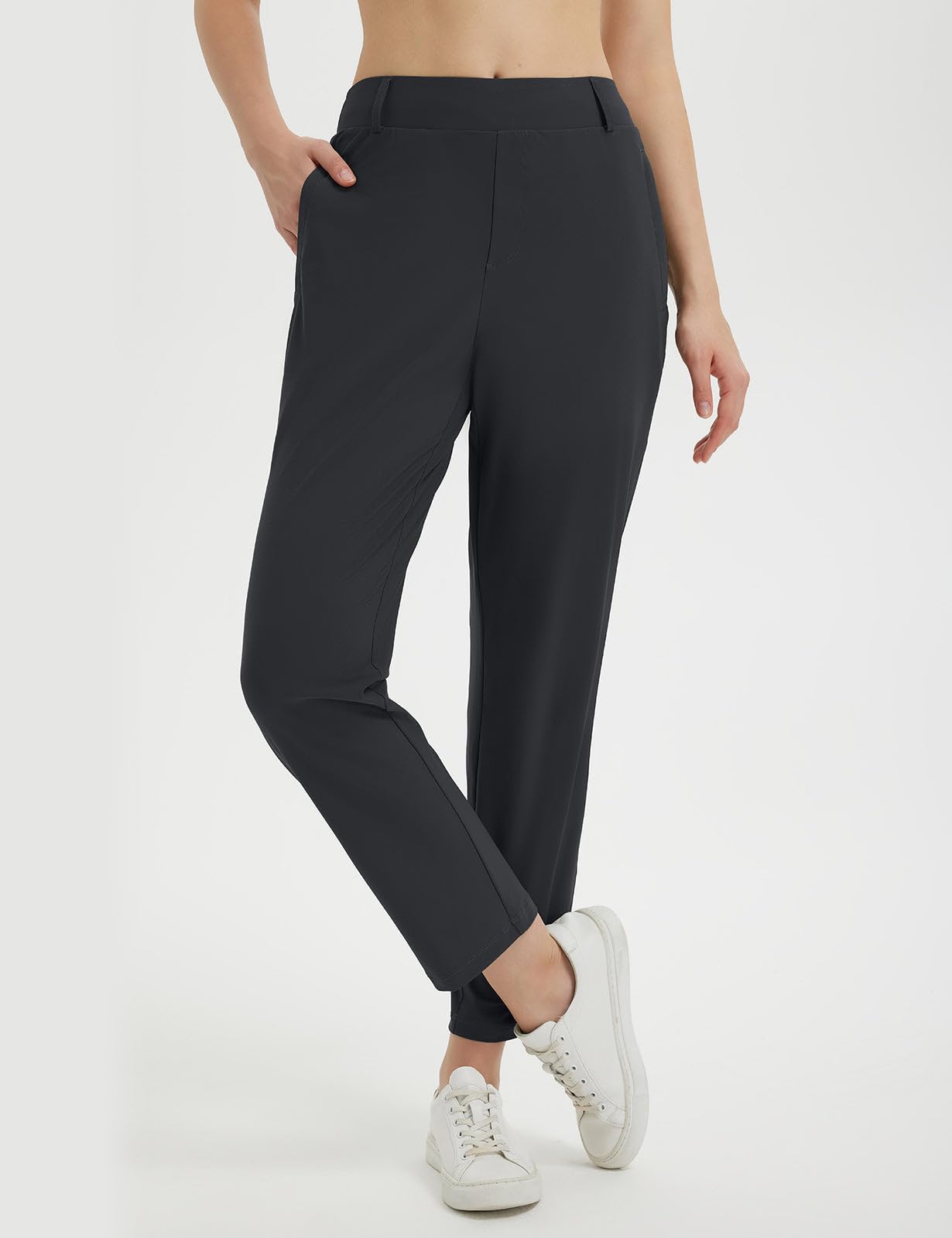 baleaf Pantalones de Golf para Mujer con Trabillas para cinturón, Bolsillos con Cremallera Trabajo Negocios Casuales, UPF 50+
