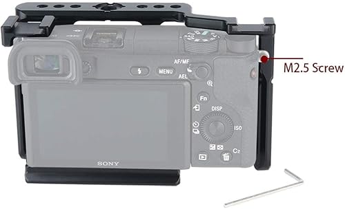 Miniatura 7 de NICEYRIG Jaula de cámara para Sony A6400 A6500 A6100, con orificio de localización de 1/4" 3/8" NATO y zapata fría - 343