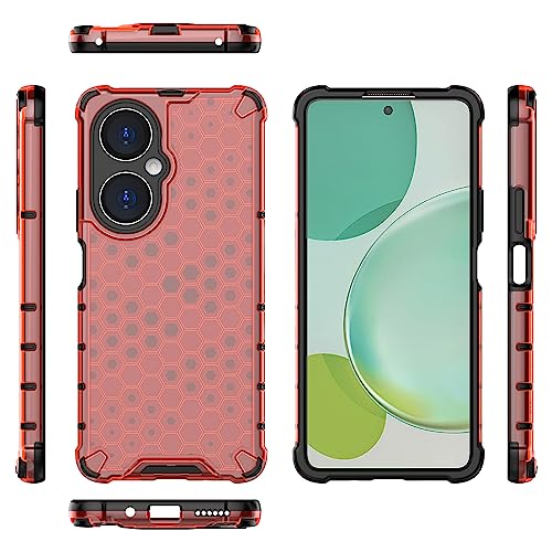 Pzwoxukhov Capa compatível com Huawei Nova 11i, compatível com Huawei Enjoy 60 Pro Honeycomb Anti-Drop Shock Absorbing Case Vermelho