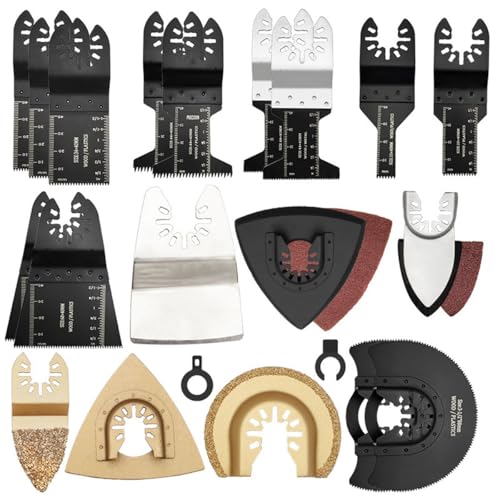 ADILIKADII 81 Pzs Juego de Cuchillas Oscilante, Kit de Cuchillas Multiherramienta con Almohadilla de Lijado, Hojas de Sierra Oscilantes de Titanio...