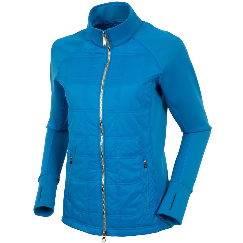 SuniceWomens Ella Thermal Hybrid Golf Jacket - Imperial Blue/Gold L