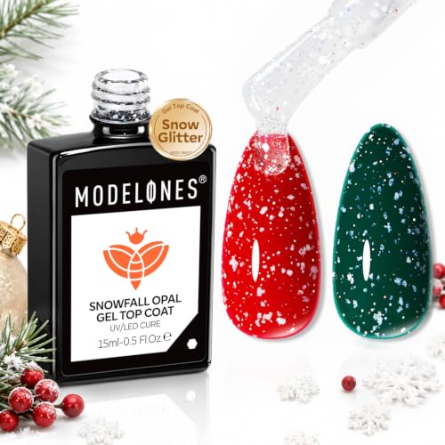 Image of modelones Glitter Gel Top Coat Snowflake Clear No Wipe Glossy Finish 15ML