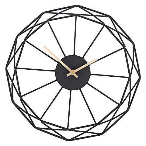 Moonsteps Modern Abstract Artsy 14 inches Black Iron Frame Gold Minute Hour Hand Wall Clock Cover
