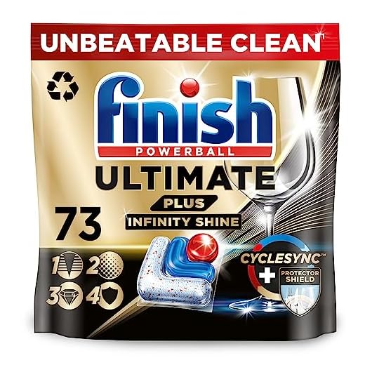 Finish Ultimate Plus Infinity Shine Spülmaschinentabs Bulk | Duft: frisch | 73 Spülmaschinentabs | Für eine hervorragende Reinigung & Diamantglanz