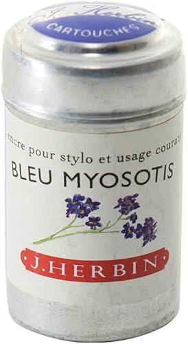 J. Herbin - Tinta estilográfica - 1 lata de 6 cartuchos - Bleu Myosotis