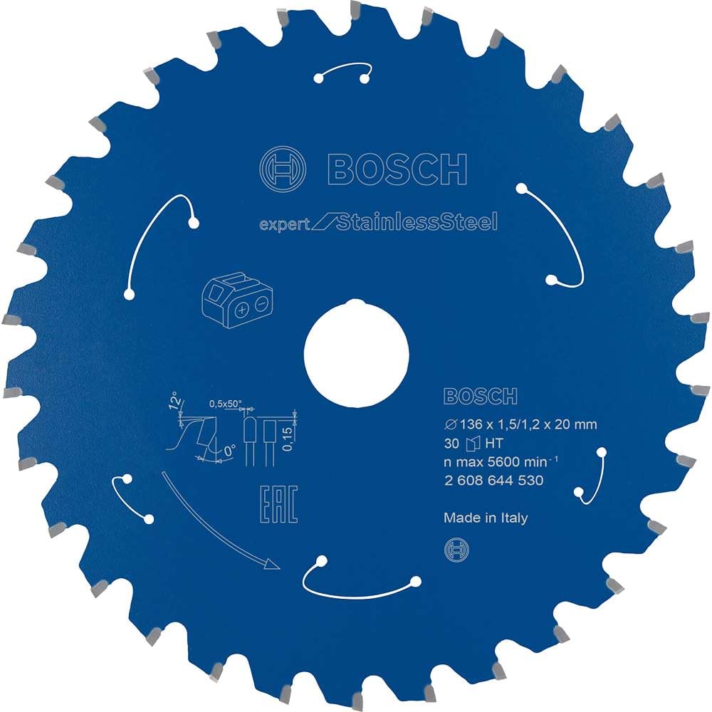 Bosch Professional Circular Saw Blade Expert for (Stainless Steel, 136 x 20 x 1.5 mm, 30 teeth; Accessories: Cordless Circular Saw)