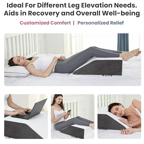 Image of Dr Trust USA Leg Elevation Wedge Pillow for Rest When Sleeping, Varicose Veins, Pain Relief Post Surgery, Pregnancy Swelling Cushion, Orthopedic Elevator Support Back, Knee -363