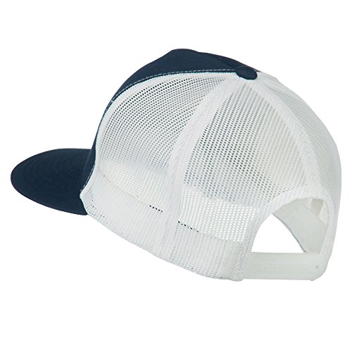 Classic 5 Panel Two Tone Mesh Trucker Snapback Cap - Navy White Osfm #TOP1