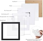 8x8 Picture Frames Set of 2 Display 6x6 or 4x4 Pictures with Mat or 8x8 Pictures without Mat Square Wood Black Photo Frames with HD Plexiglass for Tabletop Stand and Wall Mounting