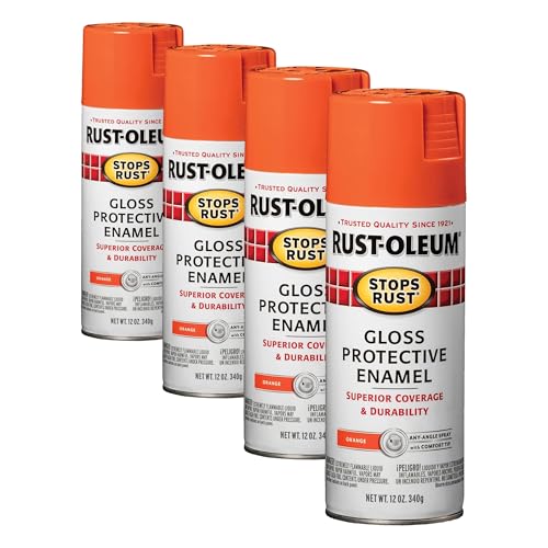 Rust-Oleum Stops Rust Spray Paint, 12 oz, Gloss Orange (Pack of 4)