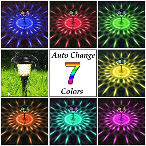 BEAU-JARDIN-8-Pack-Colored-Decorative-Solar-Pathway-Lights-with-7-Color-Changing-Garden-Stake-Glass-Metal-Stainless-Steel-Waterproof-Solar-Powered-Landscape-Lights-Lighting-Black-BG293 BEAU JARDIN 8 Pack Colored Decorative Solar Pathway Lights with 7 Color Changing Garden Stake Glass Metal Stainless Steel Waterproof Solar Powered Landscape Lights Lighting Black BG293