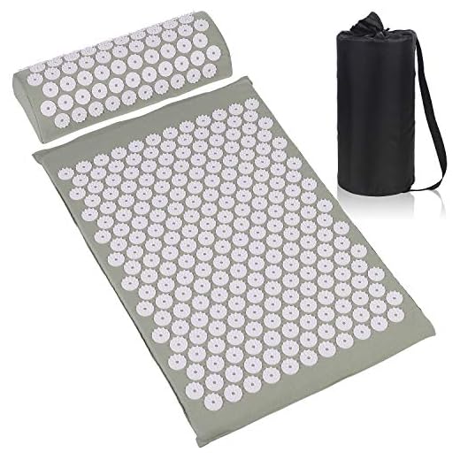 ESUP Acupressure Mat and Pillow Massage Set for Back, Neck, Headaches Muscle Relaxation,Sciatic Pain Relief and Trigger Point Therapy, Best Mothers Day Gifts (Gray)