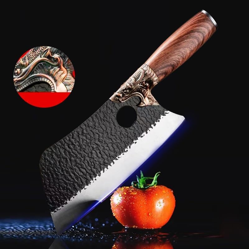 Meat Cleaver,Cleaver Knife Kitchen Knife High Carbon Steel Household Slicing Knife Chef Knife Professional Meat Cleaver Sharp Butcher Knife Chopping Knife, LAMAJIGA5844