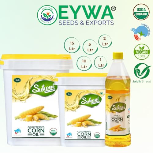 Image of Eywa Seeds & Exports Pvt Ltd Organic Corn Oil (1 Liter) Cold Pressed /Wood Pressed Oil | Corn /Makkai Kachi Ghani Oil /Tel(Suhani)