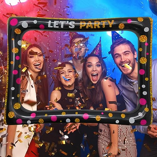 Photocall Aniversário Photo Booth Props, suportes insufláveis da cabine foto da moldura de selfie, moldura insuflável de ornamentos acessórios moldura para fotos, moldura para fotos Party Prop, 65 x