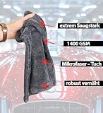 Kemes ściereczki z mikrofibry do samochodu, XXL, bardzo chłonne, gramatura 1400 g/m², heavyweight, szare, 40 x 60 cm, ściereczka premium z mikrofibry, odporna na zarysowania, 5-krotnie chłonna