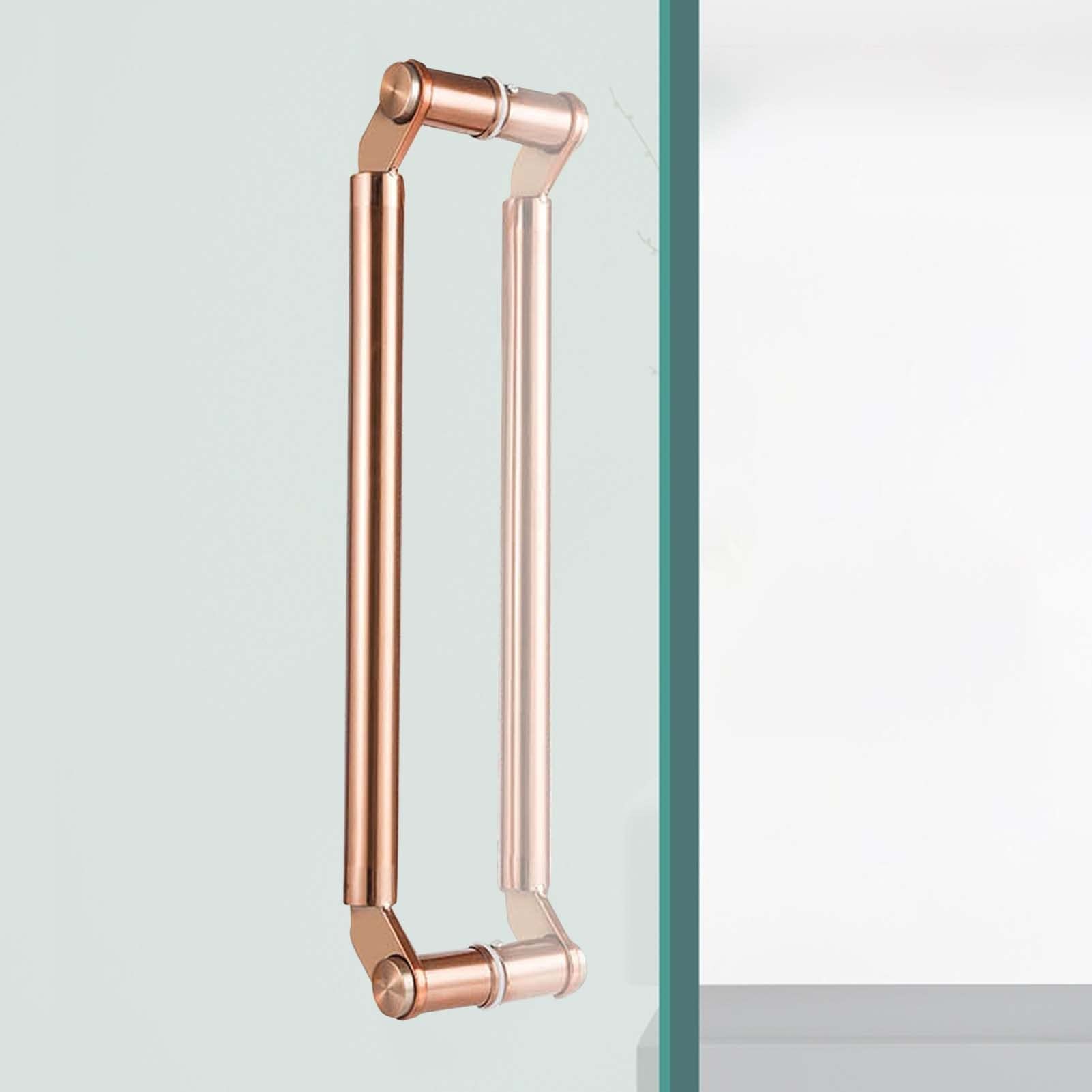 CWCQGH Door Pull Glass Door Push Pull Handle for Interior Exterior,Barn Bathroom Entry Two-Sided Doors Handles,Rustproof Door Knobs for Bank Garage Shed Closet,Rose Gold-60cm/24inch