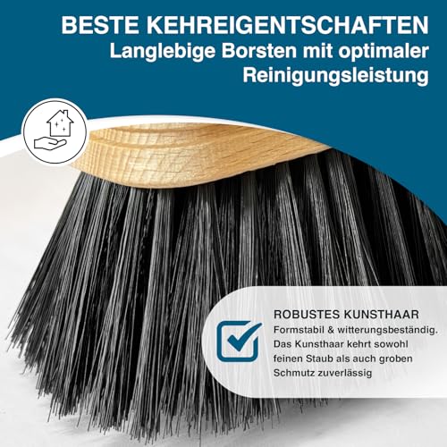 Peggy Perfect Besen mit Teleskopstiel 75–130 cm – zertifiziertes Buchenholz – robuste Kunstborsten für Glatte Böden – ergonomisch & rückenschonend – hochwertig & nachhaltig – Made in Germany