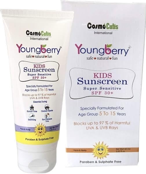 Youngberry Kids Physical Sunscreen Super Sensitive SPF 30+ Lotion 60ml