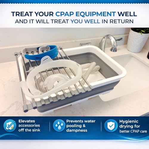 image for RawRock Drying Rack CPAP Cleaning Kit with Collapsible Wash Basin, Cle