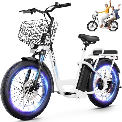 Image of Caroma Peak 1200W Electric Scooter with Seat, 20 inch Tires,30Miles&20MPH | All Terrain E Scooter with 2 Seats,Adjustable Electric Scooter for Adults with Basket,Adult Electric Bicycles Style Scooter
