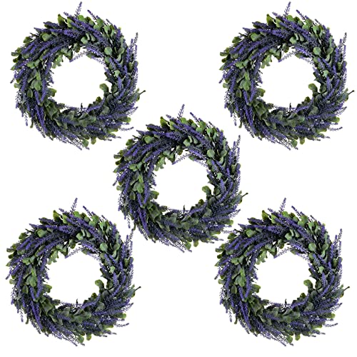 Couronne ronde de lavande artificielle 17 pouces pour embellir une porte d entree terne