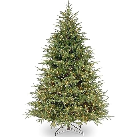 National Tree Company Pre-Lit 'Feel Real' Artificial Full Christmas Tree, Green, Frasier Grande, White Lights, Includes Stand, 7.5 Feet Cover