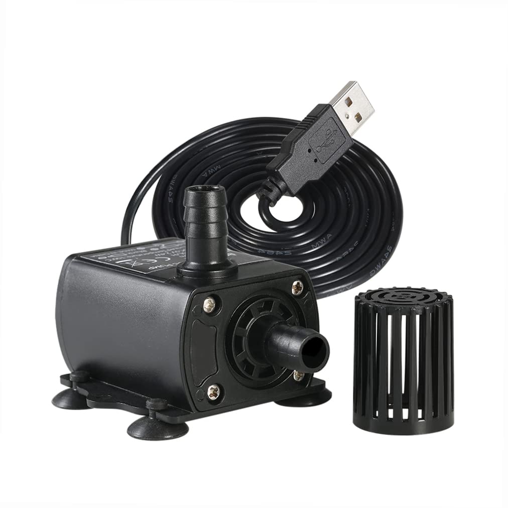 Decdeal Ultra-silencieux Mini USB DC5V 4.8W 300L / H Ascenseur 300cm Pompe à Eau Brushless Fontaine Submersible Étanche avec Fonction d'Ajustement de Débit