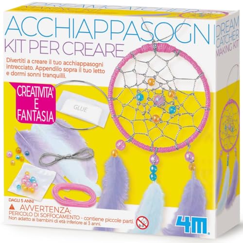 4M Kit Acchiappasogni per Bambini – Crea il Tuo Dreamcatcher con Perline, Piume e Fili – Gioco Creativo Fai da Te – Dai 5 Anni in su