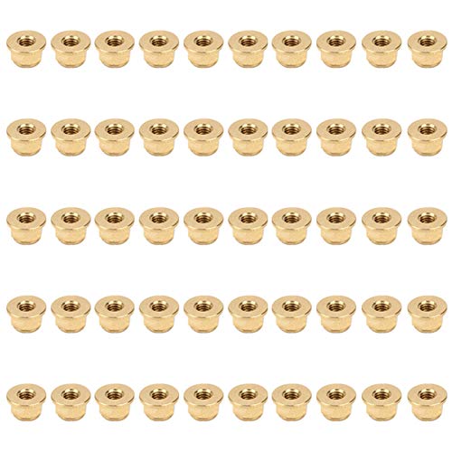 50Pcs Pure Copper Flange Nut Set, Anti Loose Locking Fasteners, Non Slip Hardware Tools, Sturdy Hex Design, and (M4)