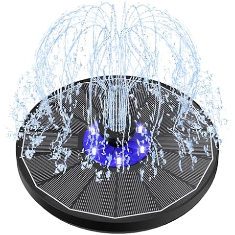 SZMP Solar Fountain Pump 3.5W Bird Bath Fountains with 2024 Upgraded Blue Flower, Glass Panel Solar Fountain with 7 Nozzle & 4 Fixer, Solar Powered Water Fountain for Garden, Pool, Outdoor (White) Cover