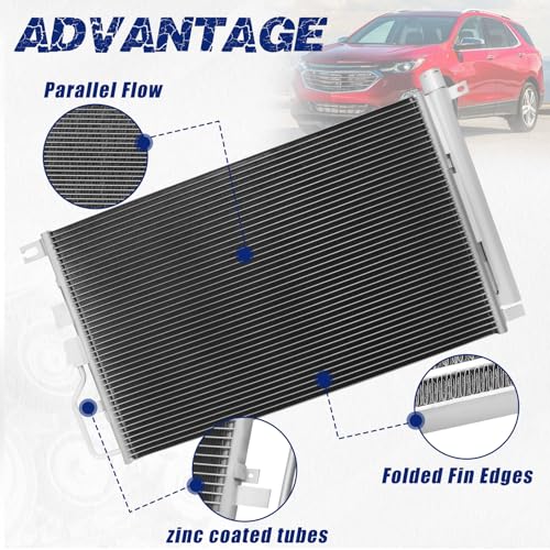 Image of Air Conditioning A /C Condenser Compatible with Chevrolet Equinox GMC Terrain 2010-2015 SUV # 3789, 20839794, GM3030284, 10542, 7013789, 4770789, 1563695