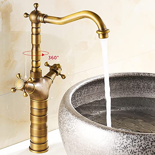 Robinet en laiton robuste style antique A avec double poignée pour vasque chic