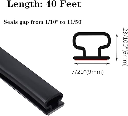 Miniatura 3 de Tira de sellado en forma de D de 40 pies para puertasventanas, burlete adhesivo para puerta, tira de goma para sellar puerta, impermeable,