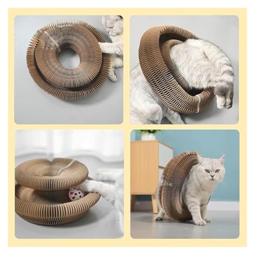 Griffoir pliable pour chat avec boule de piste et carton extensible - 6