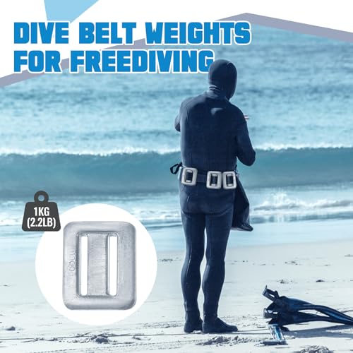 Image of Tellegloww 4 Pcs Dive Weights for Scuba with 1 Pcs Scuba Diving Weight Belt Set Scuba Weights Nylon Long Scuba Weight Belt with Metal Quick Release Buckle for Summer Free Diving Spearfishing