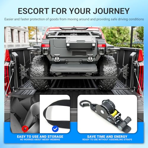 Image of SZYANG 2PCS Retractable Ratchet Straps Compatible with 2022-2026 Toyota Tundra Retractable Tie Down Straps Replacement for 2022-2026 Toyota Tundra Accessories