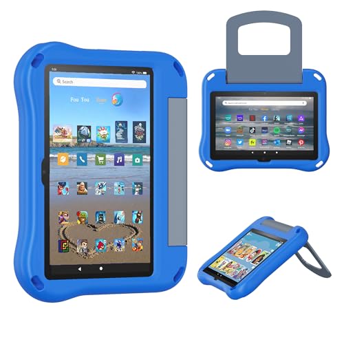 Fire HD 8 Tablet Case for Kids(2024/2022/2020 Release,12th/10th Generation),Incompatible with iPad Samsung,Light Weight Shock Proof Friendly,Foldable Stand at Any Angle,Portable Handle Kid-Proof Case