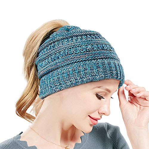 SWEDREAM Bonnets Femme Hiver Chapeaux Tricotés Cap Chaud Beanie Caps Baggy Crochet Ski Tricot Bonnet Chapeau (Bleu)
