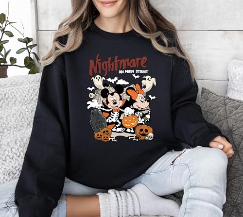 Nightmare On Main Street Sweatshirt, Halloween Sweater, Halloween Mickey Minnie Sweatshirt, Halloween Sweatshirt, Spook sweatshsirt3
