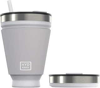 Gobelet pliable HYDAWAY | Tasse de boisson portative, isolée, chaude et froide pour le café, le thé, les smoothies, la bière, les cocktails, les voyages, le camping, | Capacité de 473ml