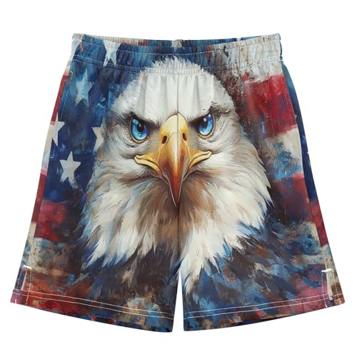 DOMIKING Hawk Flag Blue Kids Shorts Pull-on Boys Shorts with Elastic Waist Casual Athletic Pants for Summer Outdoor Playwear