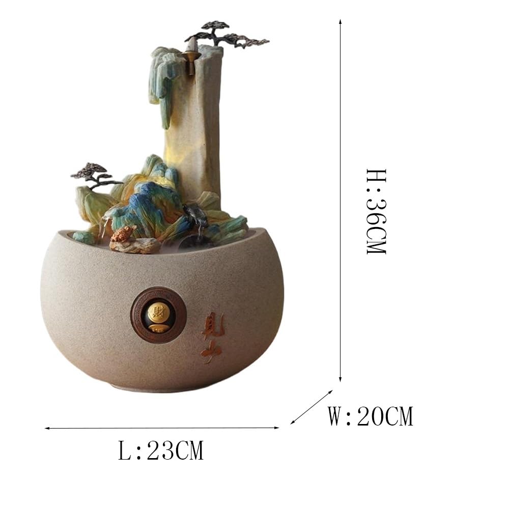 Fuente de sobremesa Fuente de Escritorio de rocalla de Arenisca Decoración de Escritorio Agua circulante Fuente pequeña Meditación Relajación Fuentes Decorativas(Blanco)
