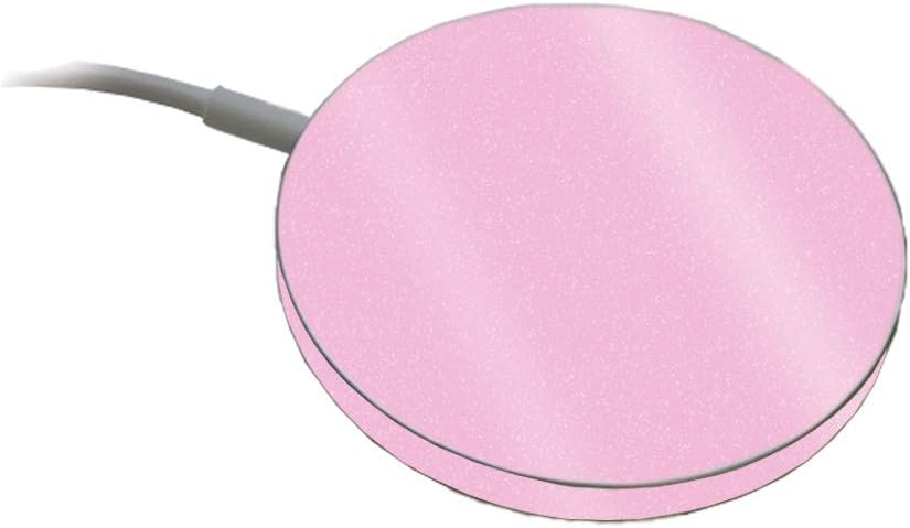 MightySkins Glossy Glitter Skin Compatible with Apple MagSafe Charger - Solid Pink | Protective, Durable High-Gloss Glitter Finish | Easy to Apply, Remove, and Change Styles | Made in The USA